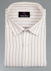Linen White with Foam Colour Big Stripes Shirt for Men