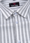 Linen White with Grey Colour Stripes Shirt for Men