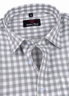 Linen White with Grey Colour Checks Shirt for Men