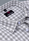 Linen White with Grey Colour Checks Shirt for Men