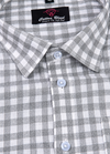 Linen White with Grey Colour Checks Shirt for Men