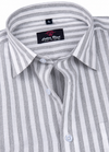Linen White with Grey Colour Stripes Shirt for Men