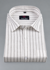 Linen White with Grey Colour Big Stripes Shirt for Men