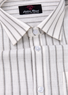 Linen White with Grey Colour Big Stripes Shirt for Men