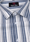 Linen White with Grey Big Patta New Lining Shirt for Men