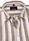 Linen Cream with Light Brown Colour Lining Big Patta Shirt for Men