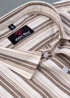 Linen Cream with Light Brown Colour Lining Big Patta Shirt for Men