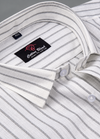 Linen White with Grey Colour Big Stripes Shirt for Men