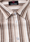 Linen Cream with Light Brown Colour Lining Big Patta Shirt for Men