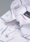 Linencotton White with Blue Mehrun Messy Print Mens Shirt