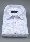 Linencotton. White with Light Blue Ice Print Mens Shirt