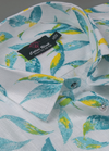Turkey Linen White Shirt with Sky Blue & Yellow Leaf Print for Men