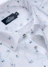Linen Cotton Turkey Print White With Sky Leaf Print Shirts