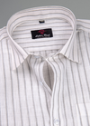 Linen White with Grey Colour Big Stripes Shirt for Men