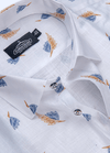 Linen Cotton Scario Print White With Blue Gold Shirts.