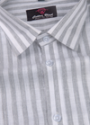 Linen White with Grey Colour Stripes Shirt for Men