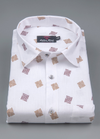 Linen cotton. Print White with Gold Wine Colour Jackson Print Mens Shirt