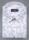 Linen .cotton.White with Light Grey Snowdrift flowerPrint Mens Shirt