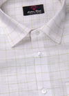 Linen White With Mehndi Colour Checks Shirt For Men