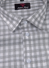 Linen White with Grey Colour Checks Shirt for Men
