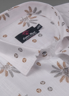 Turkey Linen White Shirt with Grey Rust Print for Men
