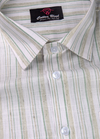 Linen Cream with Mehndi Touch Lining Patta Shirt for Men