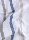 Linen Digital Printed White Shirt with Grey-Blue Stripes for Men