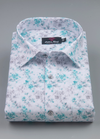 Linen Digital Small Flower Printed Shirt for Men – White with C. Green Colour