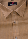 Linen Jute Dark Foam Colour with Golden Line Shirt for Men