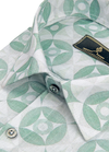 Linen Digital Sparrow Print White with Pista Color Men’s Shirt