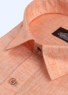 Pure Linen Cotton Khadi Shed Orenge Colour Shirt