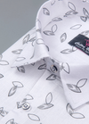 Linen cotton. White with Grey Black Joshua Print Mens Shirt