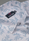 Turkey Linen White Shirt with Blue Floral Print for Men