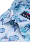 Linen Digital Print Sky Blue Flower Print Men's Shirt
