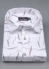 Linencotton White with Blue Mehrun Messy Print Mens Shirt