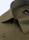 Pure Linen Mehndi Colour Men's Shirts