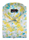 Linen Digital Multicolour Print Yellow with Rama Colour Men's Shirt