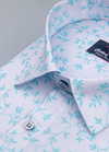 Linen Digital Flower Print Shirt for Men – White with Rama Green Colour