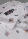 Turkey Linen White Shirt with Blue & Gold Print for Men