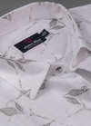 Turkey Linen White Shirt with Grey Floral Print for Men