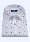 Linen Cotton Turkey Trangle Print White With Red Blue Touch Shirts