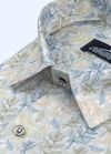 Linen Digital Print Cream With Mehndi Rama Flower Nexus Print Men's Shirt