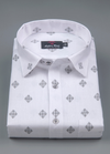 Linen cotton. White with Grey Colour Abrolic Print Mens Shirt