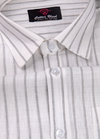 Linen White with Grey Colour Big Stripes Shirt for Men