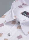 Linen cotton. Print White with Gold Wine Colour Jackson Print Mens Shirt