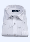 Linen Cotton Turkey Print White With Grey Leaf Helax Print Shirts