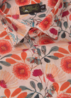 Linen Rusiyano Digital Printed Peach With Dark Orange Flower Print Men’s Shirt