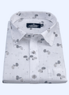 Linen Cotton Turkey Print White With Grey Black Kairi Print Shirts