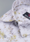 Linen Digital Small Flower Printed Shirt for Men – White with Yellow & Brown Shade