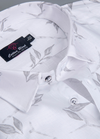 Linen cotton Print White with Grey Colour Flower Print Mens Shirt